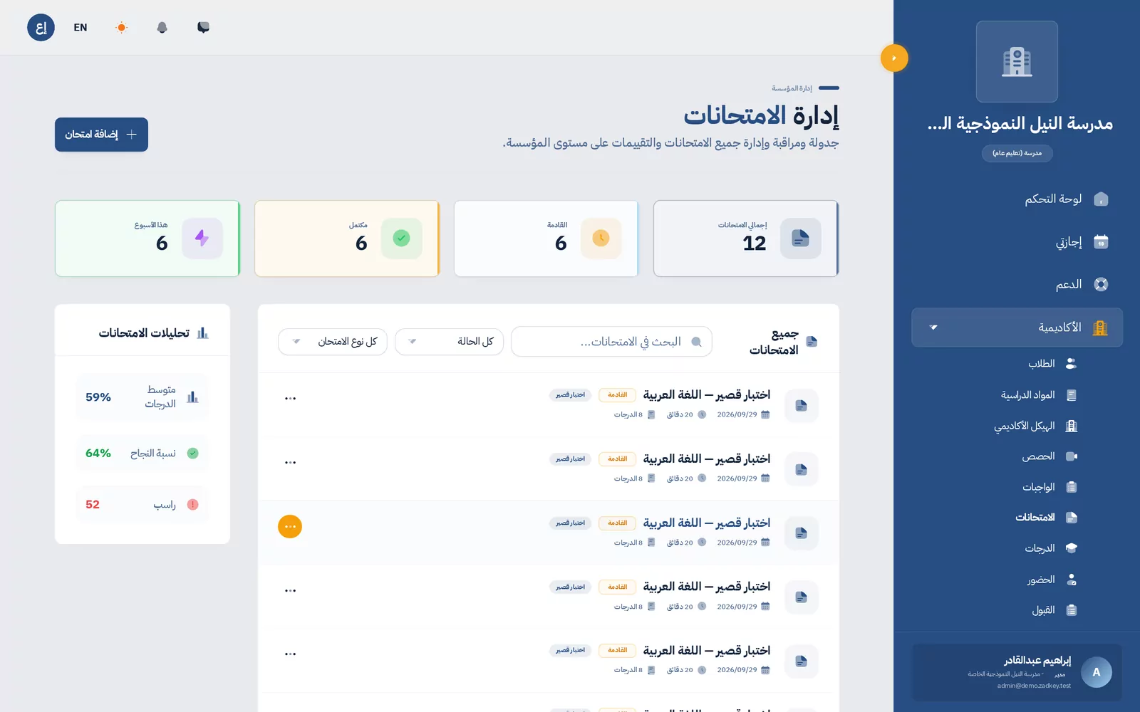 الحضور والدرجات