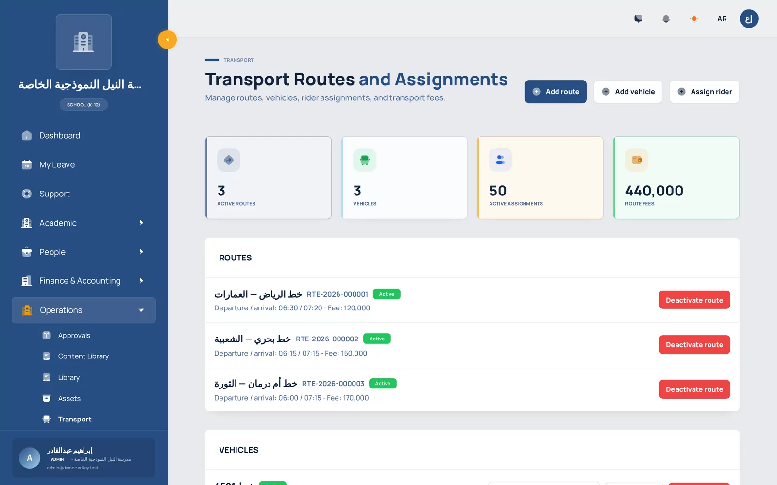 Transport, library and assets